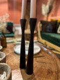 Set of 3 ebony candlesticks