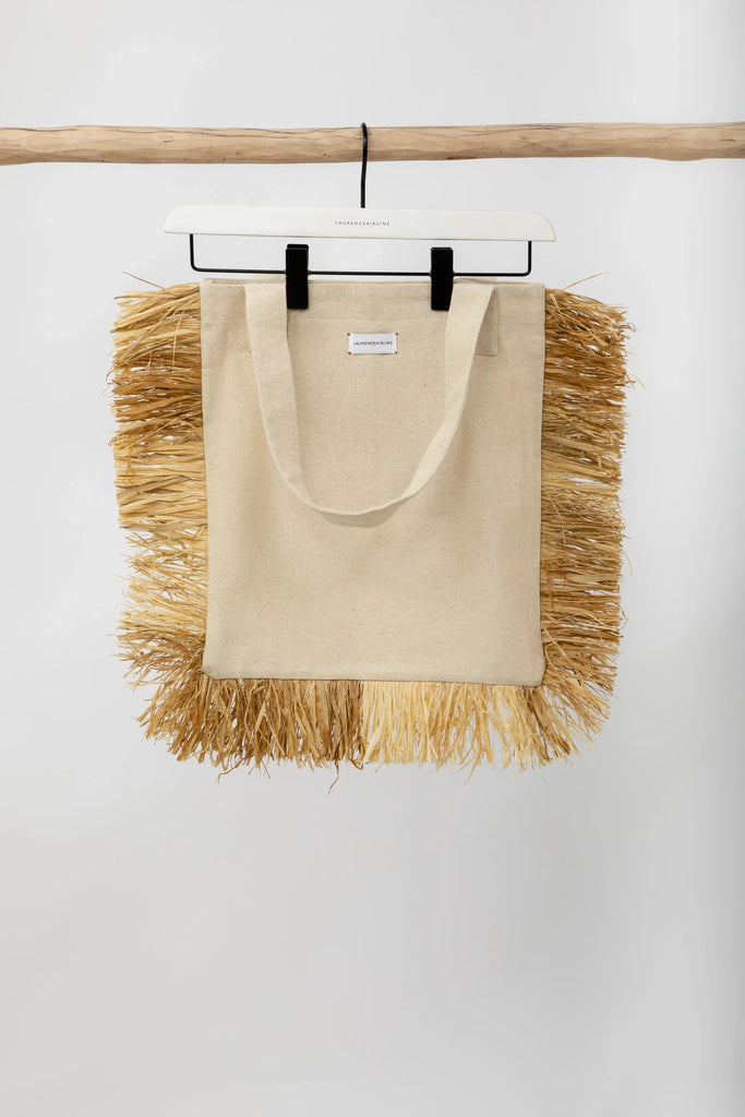 Laurence Airline Square tote bag in Raffia - Sunshine - V2