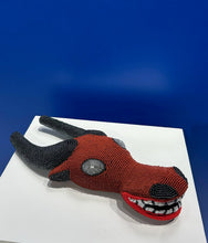 Load image into Gallery viewer, Gacha Foundation - Red Beaded Buffalo Head Mask, size M