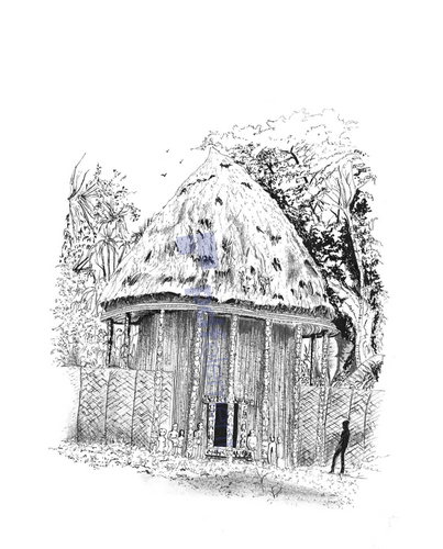 Oeuvres originales - Dessins d'architectures traditionnels-  Nzame Alba