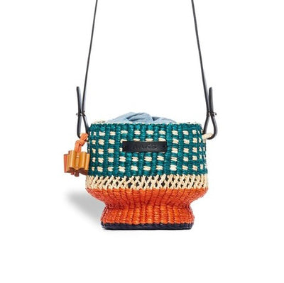 AAKS - Sac Baw Pot bleu canard en raphia