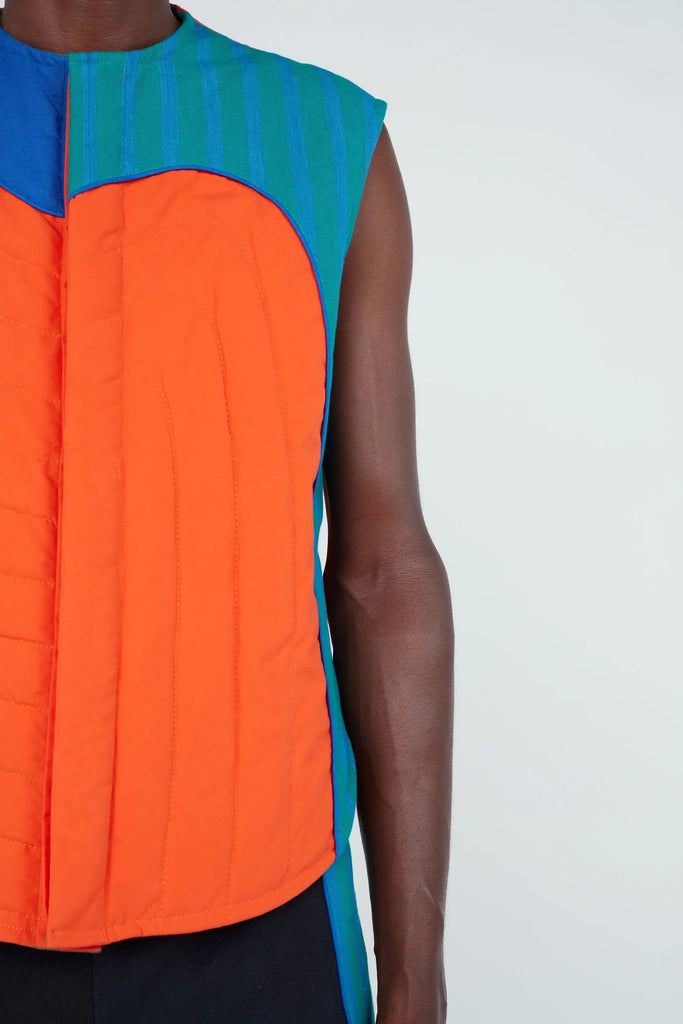 LaurenceAirline - Reversible Abstract Sleeveless Puffer Jacket