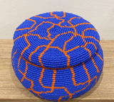 F.Gacha - Boîte perlée avec couvercle Bleu Orange M