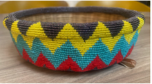 Load image into Gallery viewer, Gacha Foundation - Round Beaded Basket, Yellow Blue Red, M