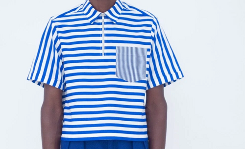 Laurence Airline- Boxi shirt blue stripes